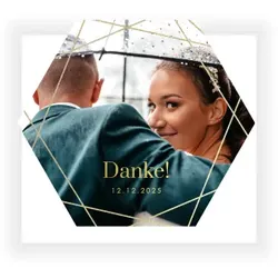 Hochzeitskarten in Grün im Design "Geometrische Form" - Musterkarte