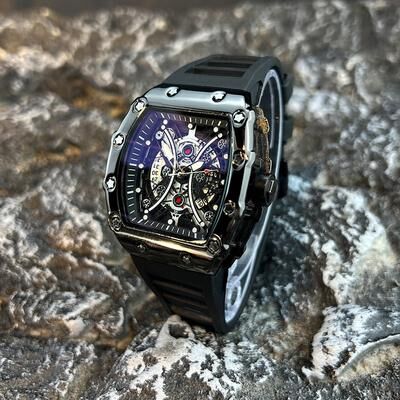 Fashion Sheath Luxury Mens Wine Barrel Watch With Luminous Dial And Calendar Sports Design black1