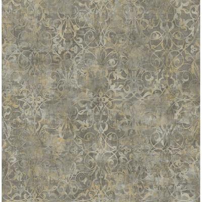 Seabrook Designs Brilliant Rustic Scroll Unpasted Wallpaper