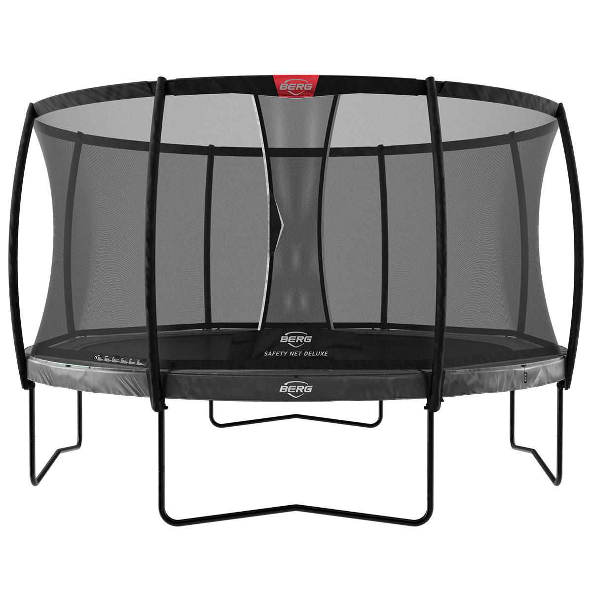 Berg Elite Trampolin Regular, Sicherheitsnetz Deluxe 380 cm Grau