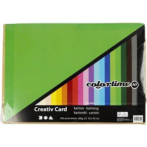 Colortime Tonpapier Tonkarton, A3, 20 Farben sortiert, 180g/m², 300 Blatt