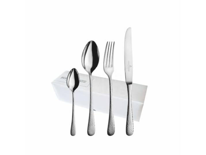 Picard & Wielpütz - 24 Besteckset 24teilig mit Hohlheft-Menümessern - Serie Mia - Edelstahl - poliert, hammerschlag Design - spülmaschinenfest