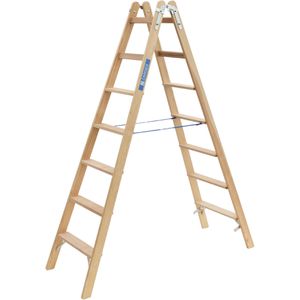 Zarges Stehleiter Cresta B, 40028, beidseitig begehbar, aus Holz, bis 150kg, mit 2 x 7 Stufen