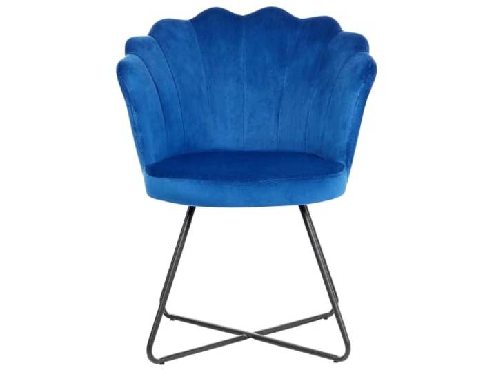 Beliani Sessel Muschel-Design Samt blau rund mit schwarzem Metallgestell Retro Lovelock