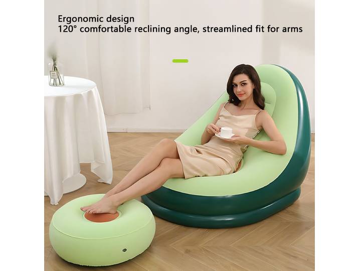 Nouveau canapé gonflable paresseux d'avocat Portable PVC flocage pliable inclinable canapé extérieur étriers combinaison avec ensemble de repose-pieds