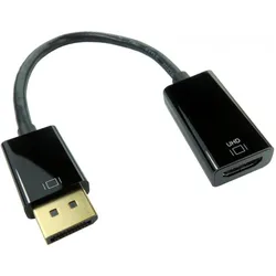 Cables Direct CDL 15CM 4K@60Hz DPM-HDMI F Screen (0.15 m), Videokabel, Schwarz