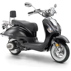LuXXon Motorroller Cruiser - Retro City Roller Vintage mit 125 ccm - 7,1 PS für max. 80 kmh, E5+, schwarz
