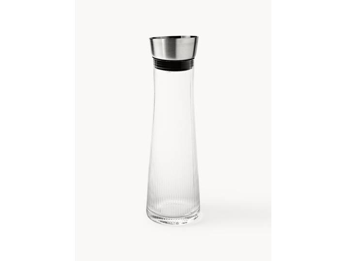 Carafe soufflée bouche avec motif embossé et couvercle Oli, 1 L