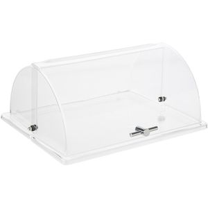 APS Frischhaltehaube Rolltophaube GN 1/2, aus Kunststoff, transparent, mit verchromtem Griff, 32,5 x 26,5 x 15 cm