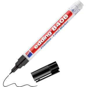 Edding Wäschemarker 8408 Markier-Set, schnelltrocknend schwarz, 0,75 mm Strichbreite, waschfest bis 60 Grad, mit 25 Etiketten