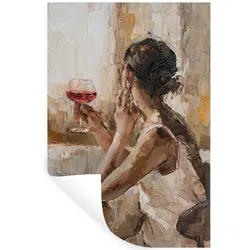 WANDTATTOO Ölgemälde - Frau - Wein Wandbild 40x60 cm