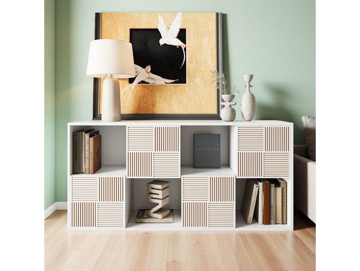 Étagère à livres Comanlai, bibliothèque en cubes avec 4 compartiments ouverts et fermés, étagère de séparation d'espace, utilisable horizontalement et verticalement, bibliothèques pour enfants pour