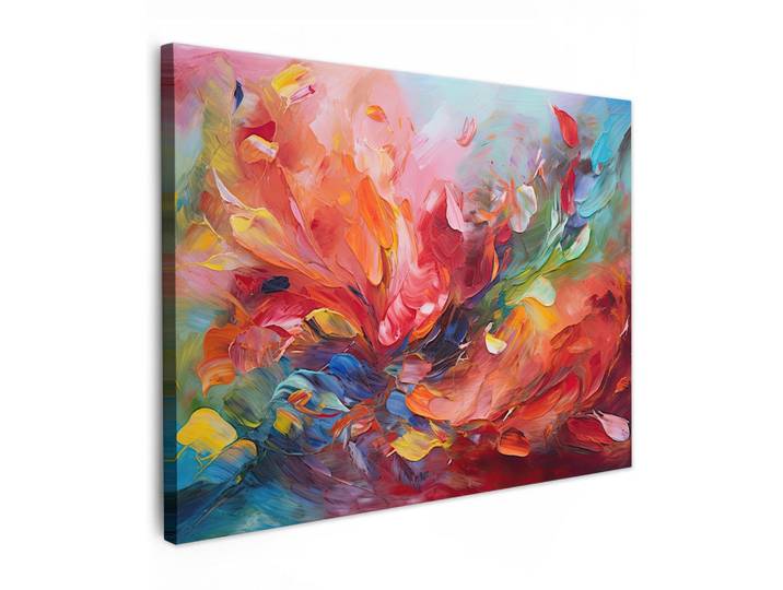 MuchoWow Leinwandbild - Ölgemälde - Kunst - Abstrakt - Farbenfroh - 80x60 - Malerei, Altrosa, Textil, Kiefer, Rechteckig, 80x60 cm, gerahmt, Bilder & Rahmen, Bilder, Wandbilder