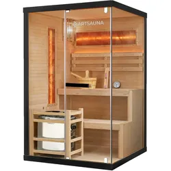 Artsauna Saunakabine Vantaa 120 mit Himalaya Salzstein - Indoor Sauna für 2 Personen, 3,5 kW Ofen, Glasfront