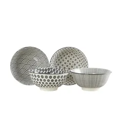 KHG Bowls 4er Set Vario , schwarz , Porzellan , Maße (cm): H: 7,5  Ø: 16