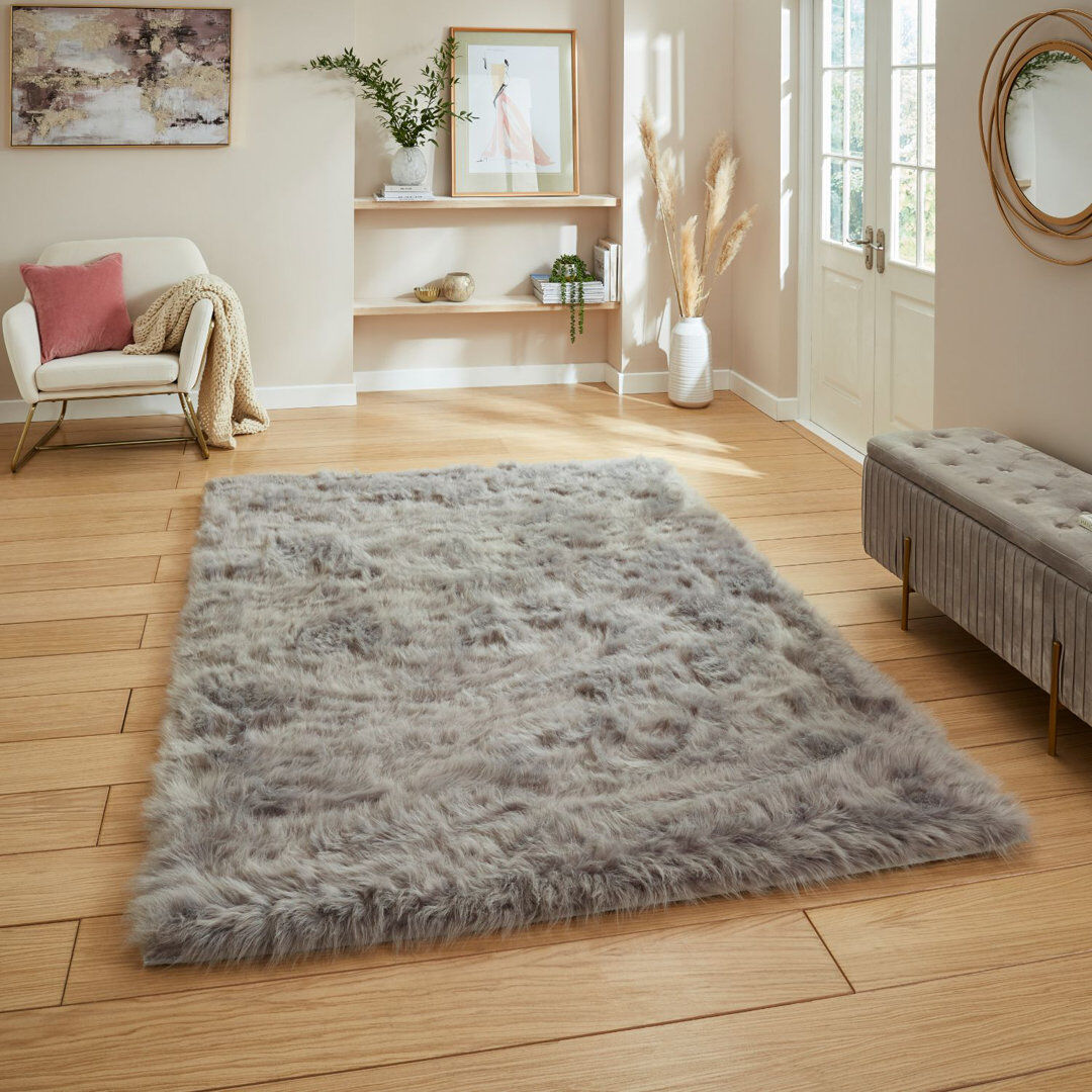 Fairmont Park Polar Plush Aketzalli Machine Tufted Grey Area Rug Gray Rectangle 80 x 150cm