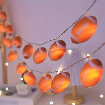 2 m lange Lichterkette mit 10 LEDs im American-Football-Design und Batteriepack – für drinnen, Partydekoration, Sportzimmer, Fanclub, Schlafzimmer Wohnzimmerbeleuchtung