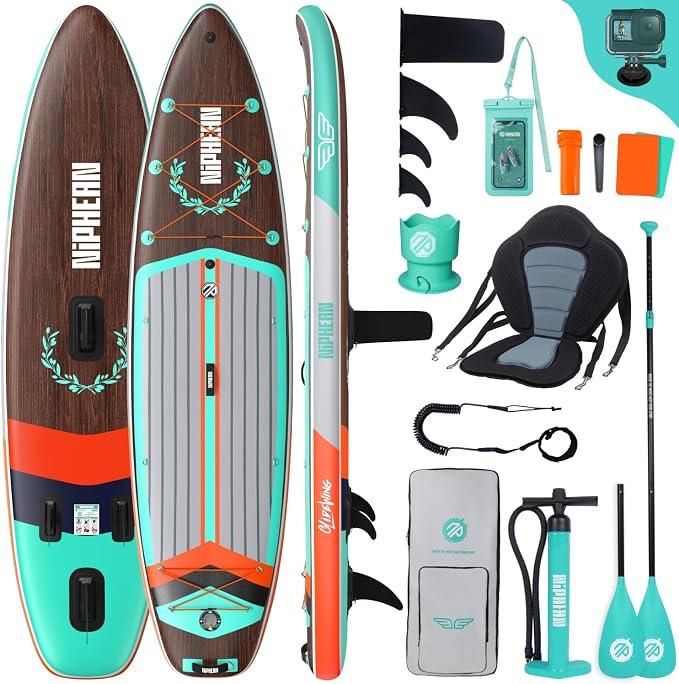 (Extra Groß) Stand Up Paddling Board, SUP für 2+1 Personen/Familien, SUP Board mit (Anfängergeeignet) Balancierflügel, wasserdichte Handyhülle, Stand Up Paddle Board for Adults, Geschenkideen