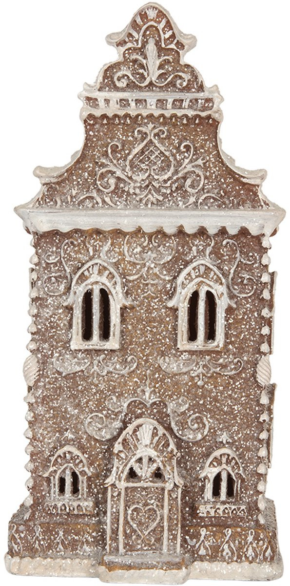 Clayre & Eef Gingerbread house met LED Bruin Kunststof
