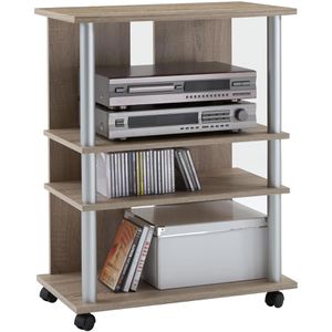 FMD-Möbel TV-Rack Variant 7, eiche, mit Rollen, aus Holz, 4 Böden, (B/H/T) 65 x 85 x 40cm