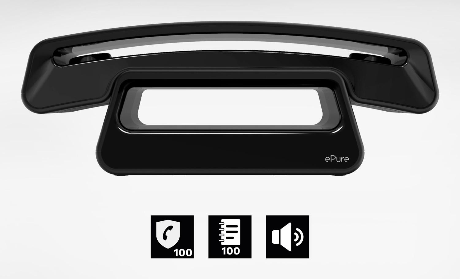 Alcatel ePure#3 Iconic DECT-telefoon met draadloze headset en luidsprekerfunctie, Zwart