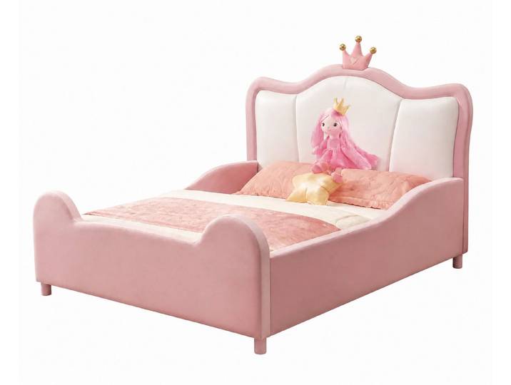 JVmoebel Polsterbett Rosa Kinderbett für Mädchen Prinzessin hochwertig Kinderbetten, Made in Europa