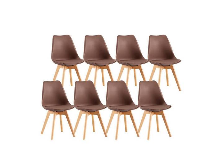 LuxusKollektion Esszimmerstuhl Esszimmerstuhl Skandinavisch Retro Massivholz 8 Schokoladenbraun