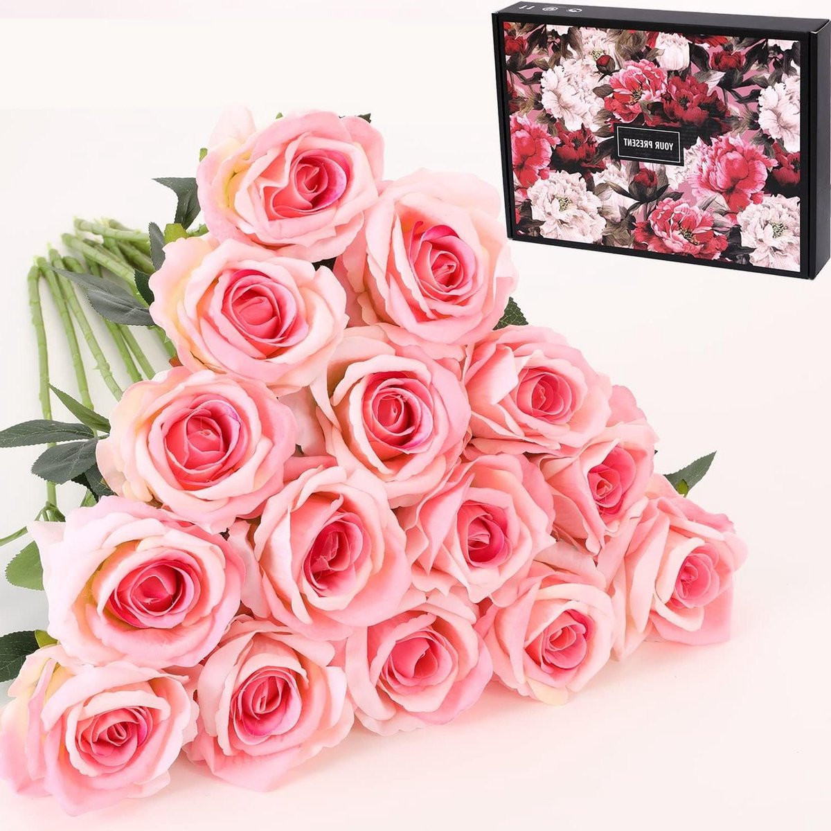 Set van 15 kunstmatige rozen voor huisdecoratie - Roze
