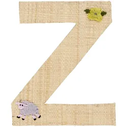 RICE Raffia Buchstaben Sticker, Z, Blumen und Schaf