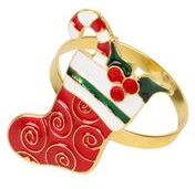 Saro Lifestyle Christmas Stocking Napkin Rings (Set of 4) - Holiday Napkin Ring Holders for Christmas Table Settings and Entertaining
