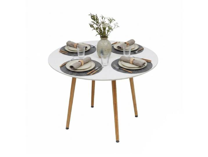 Relaxdays Table ronde pieds en bambou