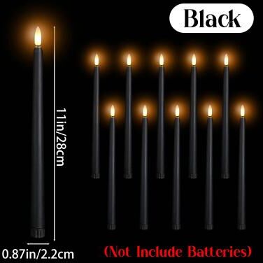 Uplift Treasures LED Flameless Flickering Taper Candles black 36pcs