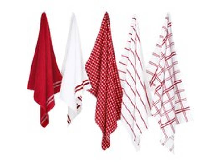 W5 Set de 5 torchons de cuisine (rouge/gris)