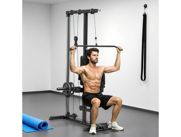 SPORTNOW Station Musculation Poulie Banc Ajustable