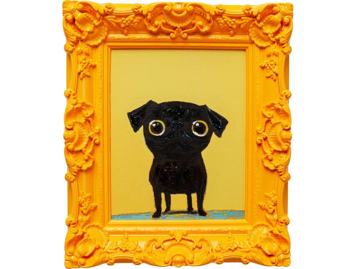 Bild mit Rahmen KARE DESIGN Gerahmtes Bild Sweet Dog Eyes 30x35cm , orange (farbe bild(er): orange), B:30cm H:35cm T:3,5cm, Acrylfarbe, Baumwolle, Polyresin, Bilder, Bild mit Rahmen
