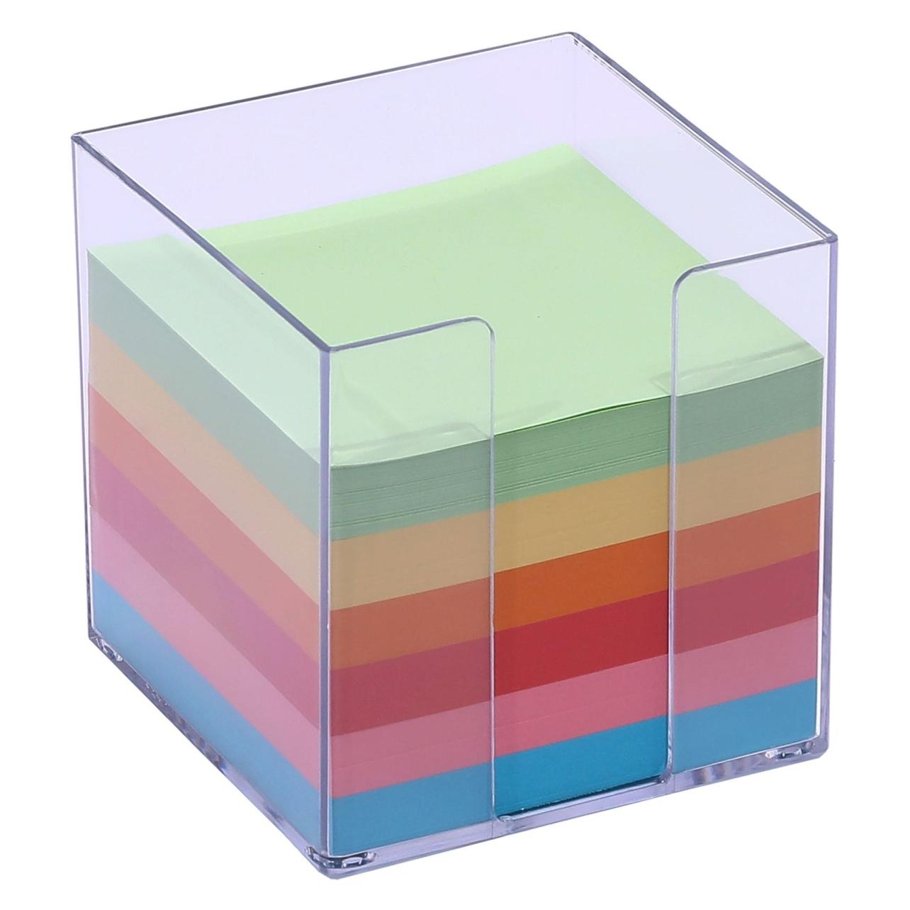 Metzger&Mendle Zettelbox 9,5x9,5x9,5mm 700 Blatt farbiges Papier glasklar (95 x 95 mm) (69030340)