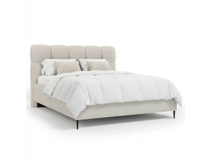 Lit capitonné 140 x 200cm Tissu chenille Pelagia Beige