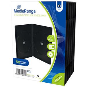 MediaRange CD-DVD-Hüllen Box30-2 für 2 DVDs, mit Folie, schwarz, 5 Stück
