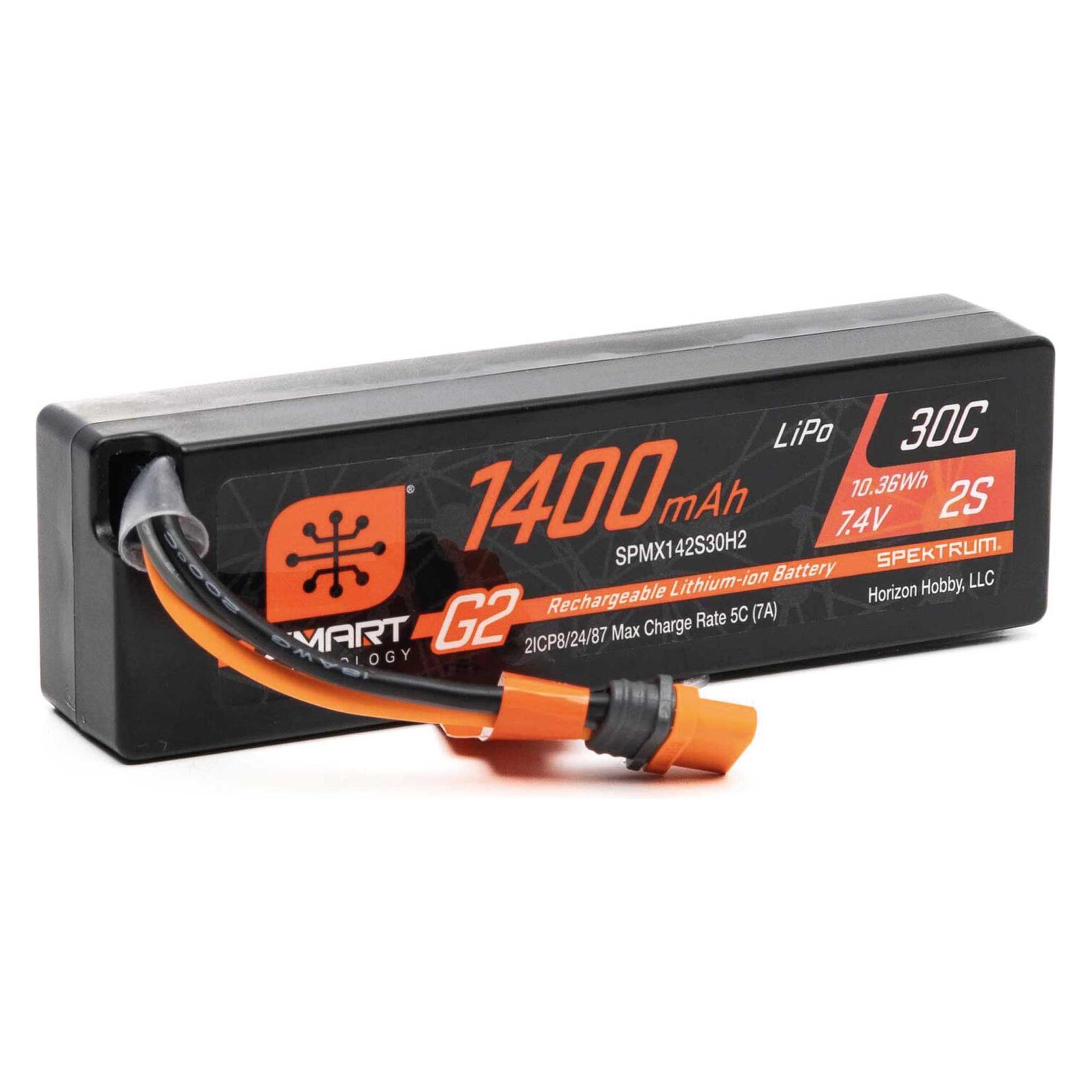 Spektrum 7.4V 1400mAh 2S 30C Smart G2 LiPo Battery: IC2 (1400 mAh, 7.40 V) (SPMX142S30H2)