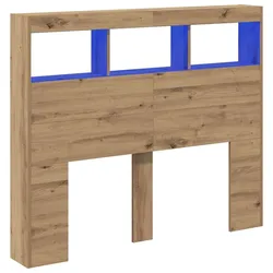vidaXL Kopfteil-Schrank mit LED Eiche handwerklich 121 x 17 x 102 cm