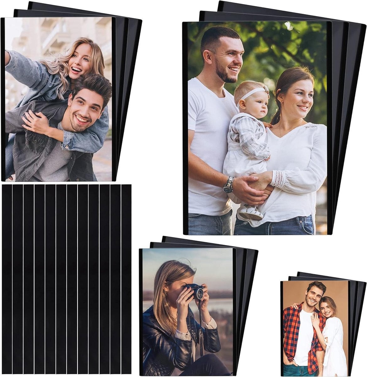 Set van 24 transparante magnetische fotolijsten van flexibel PVC