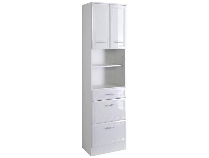 Hochschrank WELLTIME Neapel , weiss (weiß), B:50cm H:193cm T:34cm, Holzwerkstoff, MDF, Schränke, Hochschrank, Breite 50 cm, mit Hochglanzfronten und eleganter Fräsung