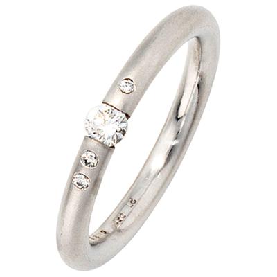 Diamantring JOBO "Platinring" Gr. 54, platin 950, Fingerringe, Damen, 54, VS = sehr kleine Einschlüsse, Diamanten Platin 950, Diamanten, Platin 950, Diamantring, 950 Platin mit 4 Diamanten