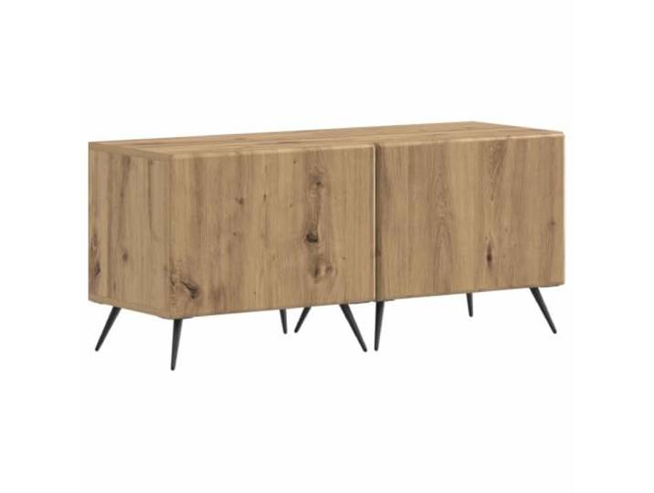 HAQWRDQSG 2er-Set TV-Schrank Artisan-Eiche 49x35x43 cm Holzwerkstoff Vielseitige Medienschränke für Schlafzimmer und Wohnbereich mit flexibler Türmontage für clevere Unterbringung.