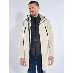 emilio adani Herren 2 in 1 Parkajacke Beige slim fit uni Kapuze - 52