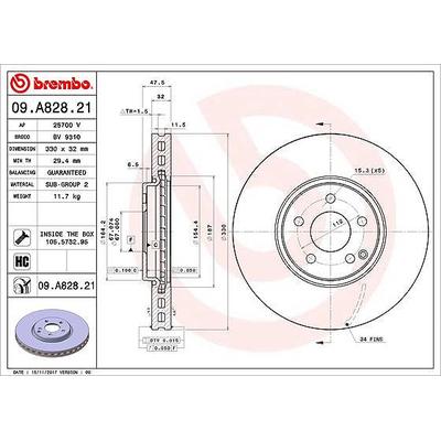 Brembo 1x Bremsscheibe [Hersteller-Nr. 09.A828.21] für Mercedes-Benz