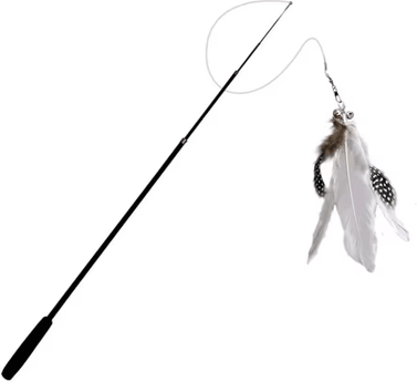 Inspire Picks 1.8M Extendable Cat Teaser Wand Retractable Feather Toy With Bells white