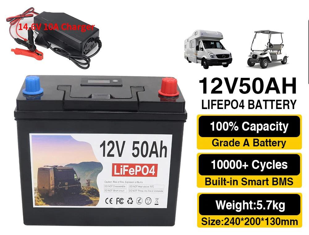 Selius Lithium IJzer Fosfaat Batterij 12V 50Ah met Ingebouwde BMS voor Solar Opslag en Powerstations in Campers