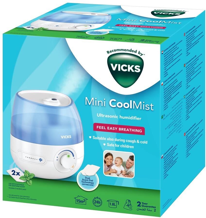 Luftbefeuchter "Vicks Mini Kaltluft Ultraschall, VUL5", weiss (weiß), Luftbefeuchter, Luftbefeuchter weiß Einheitsgröße