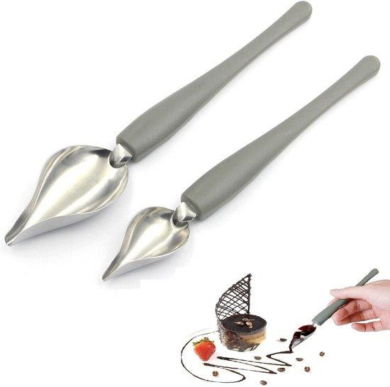 Set van 2 zilverkleurige RVS sauslepels